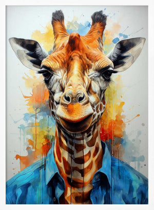 Tablou înramat „Giraffe Watercolor Animal Art (1)” de Justyna Jaszke