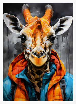 Tablou înramat „Giraffe Watercolor Animal Art (2)” de Justyna Jaszke