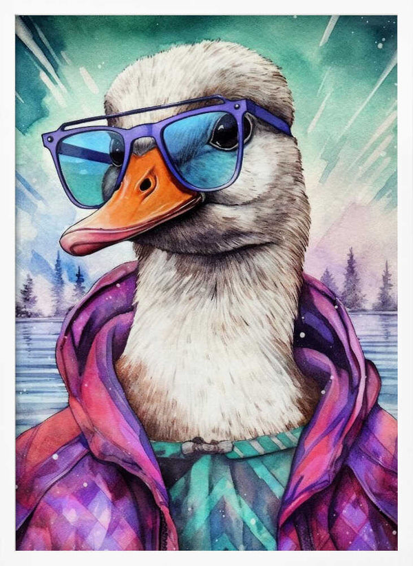 Tablou înramat „Goose Watercolor Animal Art” de Justyna Jaszke