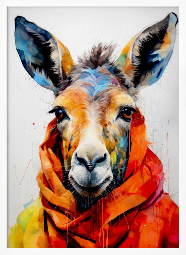 Tablou înramat „Donkey Watercolor Animal Art” de Justyna Jaszke