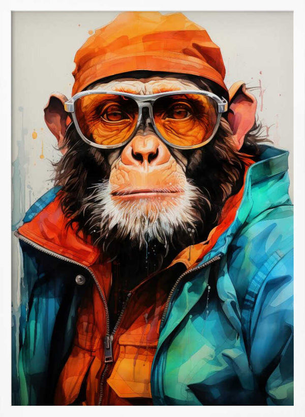 Tablou înramat „Gorilla Watercolor Animal Art” de Justyna Jaszke