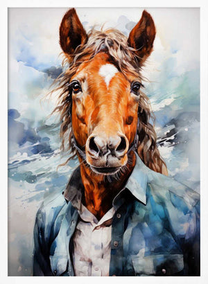 Tablou înramat „Horse Watercolor Animal Art” de Justyna Jaszke