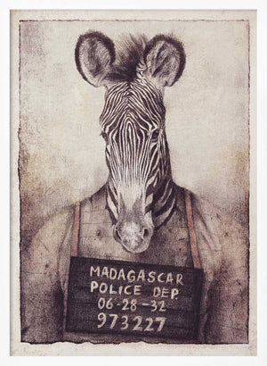 Tablou înramat „Zebra Mugshot Mystery” de Mike Koubou
