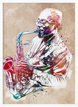 Tablou înramat „Saxophone music art” de Justyna Jaszke