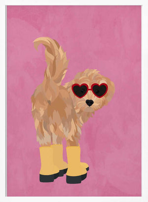 Tablou înramat „Cockapoo in wellies” de Sarah Manovski