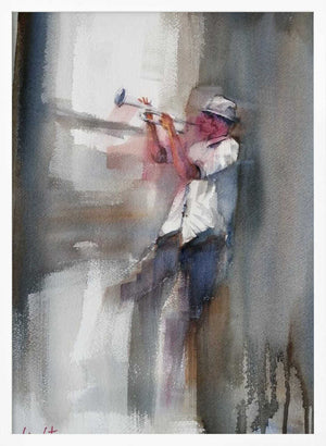 Tablou înramat „A Musician Playing The Trumpet” de Giorgio Gosti