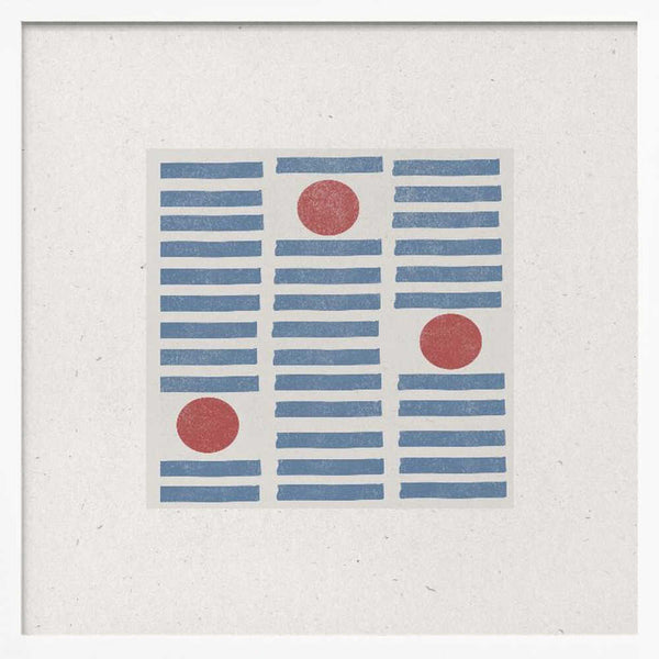 Tablou înramat „Red Circles, Blue Lines” de THE MIUUS STUDIO